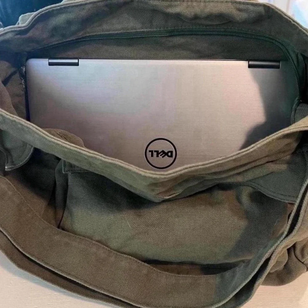 Unisex Khaki Canvas Crossbody / Shoulder  Bag - Large Capacity - New